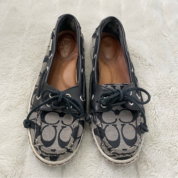 Coach Black and Gray Signature Loafers Flats Size 7 - Picture 3 of 15